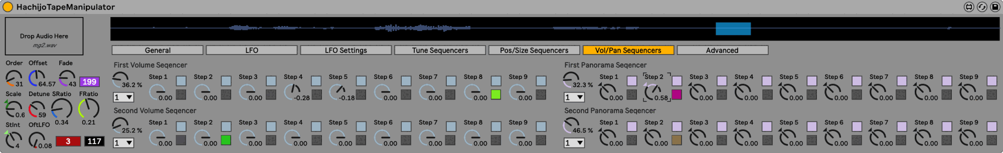 Volume and Two Panorama Sequencers