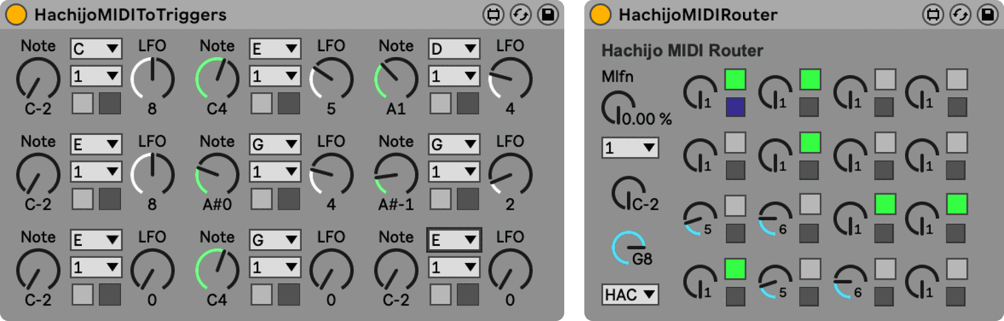 Hachijo MIDI Trigger and Hachijo MIDI Router Devices
